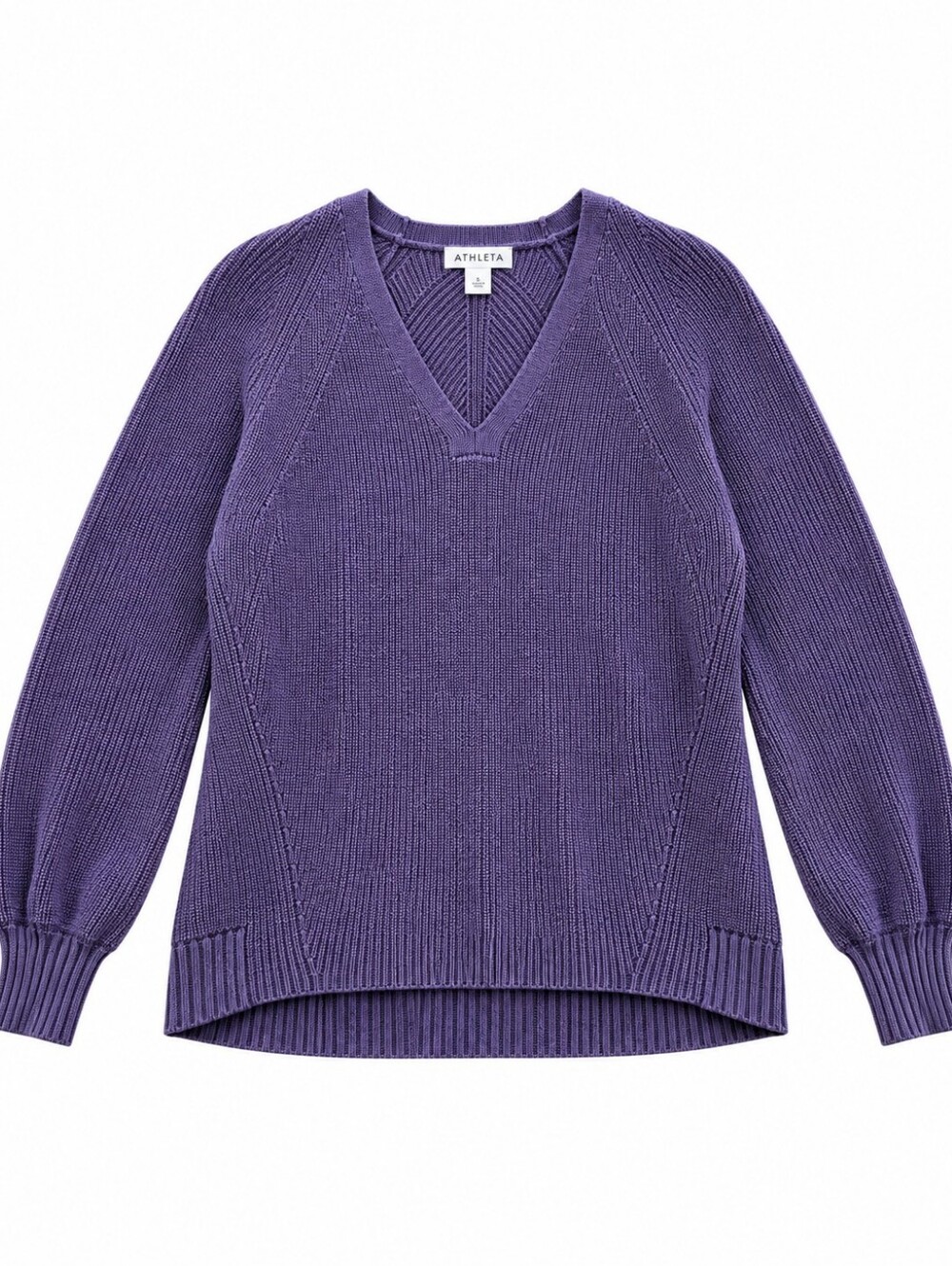Athleta Layover V-Neck Merino Wool Blend Sweater Purple S